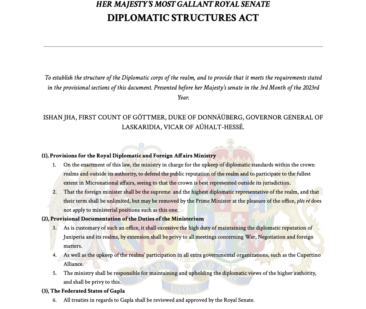 Diplomatic Structures Act - MicroWiki